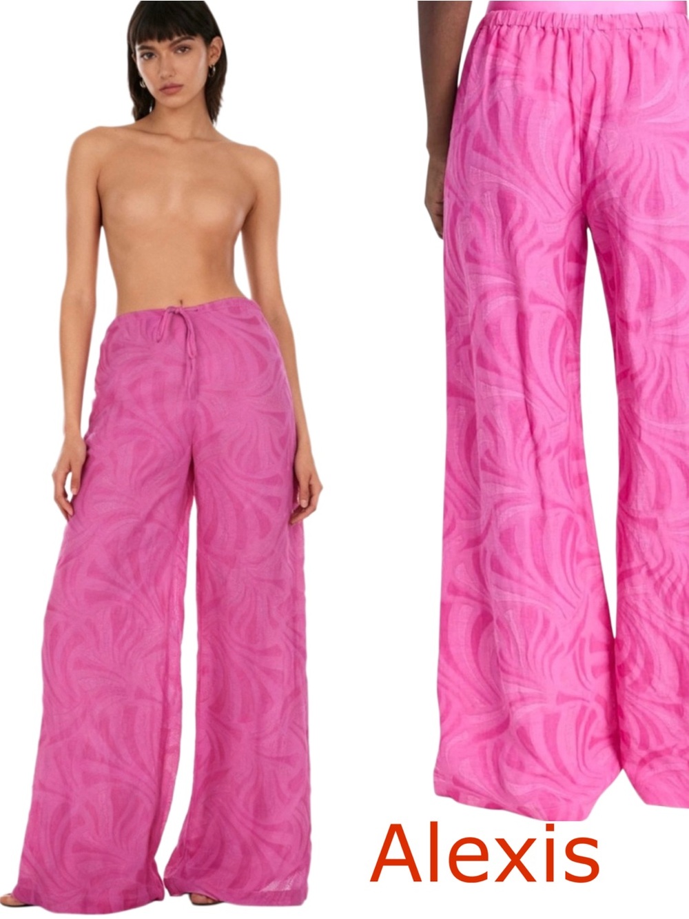 Alexis Hot Pink Printed Wide Leg Pants